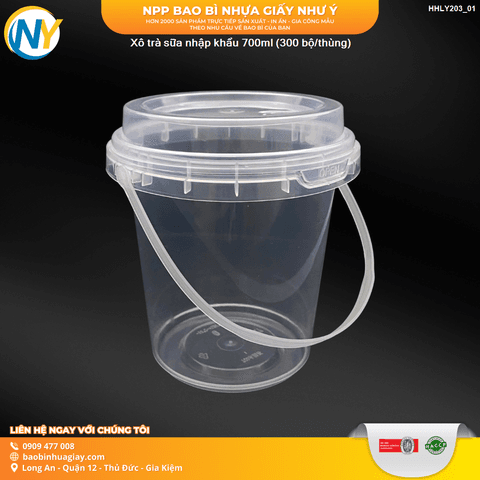 Xô trà sữa nhập khẩu 700ml (300 bộ/thùng) | LY NHỰA CỨNG - LY ĐỘC LẠ - LY TRENDING | Mã HHLY203_01 | Tổng kho phân phối đồ dùng 1 lần 1lan.vn
